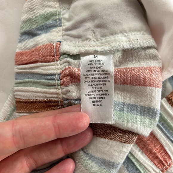 a.n.a. Earth Tone Striped Linen Blend Wide Leg Cropped Pant M - Picture 5 of 7
